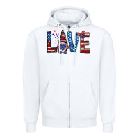 White 4th Of July love gnome Zipper Hoodie - HowdyJamesFarm