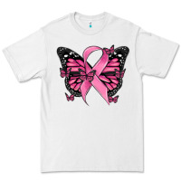 White breast cancer ribbon  butterfly Premium Tee - MaliasSmallBusiness