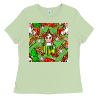 Matcha Christmas unicorn and gift box Ladies Tee - NancyCooperArtShop