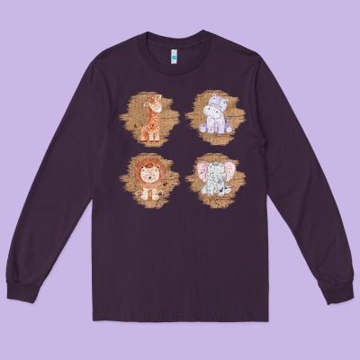 Safari Baby Animal Clipart Long Sleeve Tee Designed By Bettercallsaul