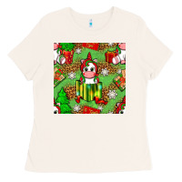 Bone Christmas unicorn and gift box Ladies Tee - NancyCooperArtShop