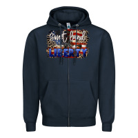 Navy Sweet land of liberty 4th of july Zipper Hoodie - CowGirlArtShop