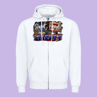 Sweet Land Of Liberty 4th Of July Zipper Hoodie Designed By Cowgirlartshop