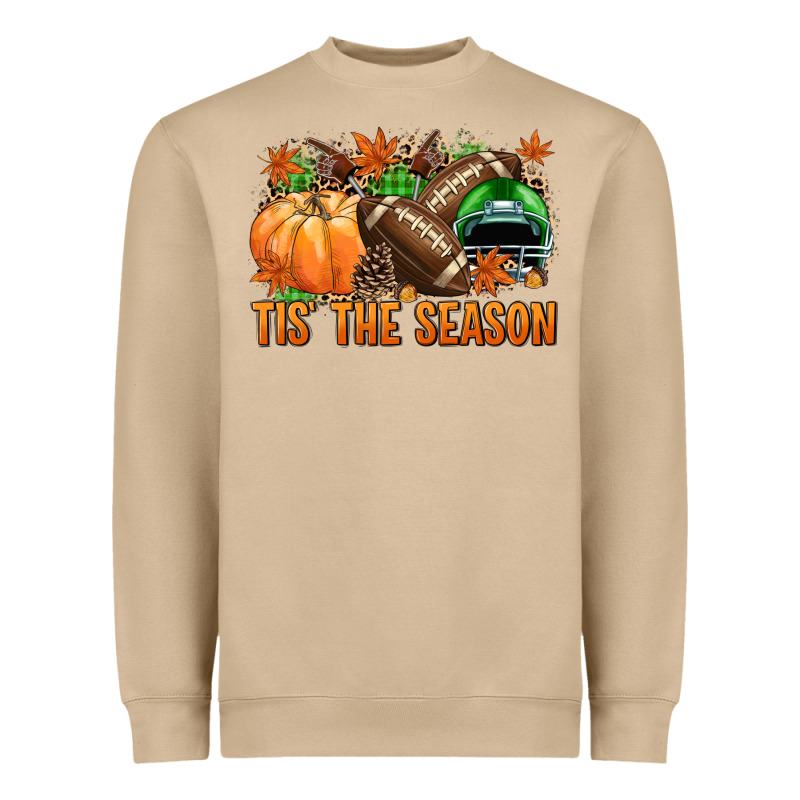 Tis' The Season Football Green Helmet Heavyweight Sweatshirt by NancyCooperArtShop | Teevron