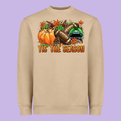Tis' The Season Football Green Helmet Heavyweight Sweatshirt Designed By Nancycooperartshop