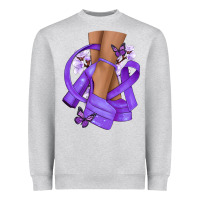 Heather Grey Cancer diva purple ribbon Heavyweight Sweatshirt - NancyCooperArtShop