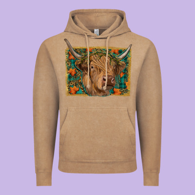 Highland Cow Fall Vintage Hoodie Designed By Ranaportraitstore