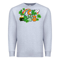Heather Grey lucky dog St. Patricks Day Premium Sweatshirt - FaDigitalArtStudio