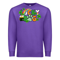 Purple lucky dog St. Patricks Day Premium Sweatshirt - FaDigitalArtStudio