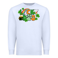White lucky dog St. Patricks Day Premium Sweatshirt - FaDigitalArtStudio