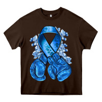 Chocolate Brown blueribbon with boxing gloves Heavy Core Tee - NancyCooperArtShop