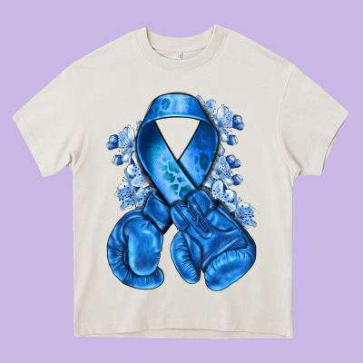 Blueribbon With Boxing Gloves Heavy Core Tee Designed By Nancycooperartshop