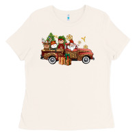 Bone Christmas Truck Elf Santa snowman reindeer Ladies Tee - NancyCooperArtShop