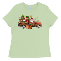 Matcha Christmas Truck Elf Santa snowman reindeer Ladies Tee - NancyCooperArtShop