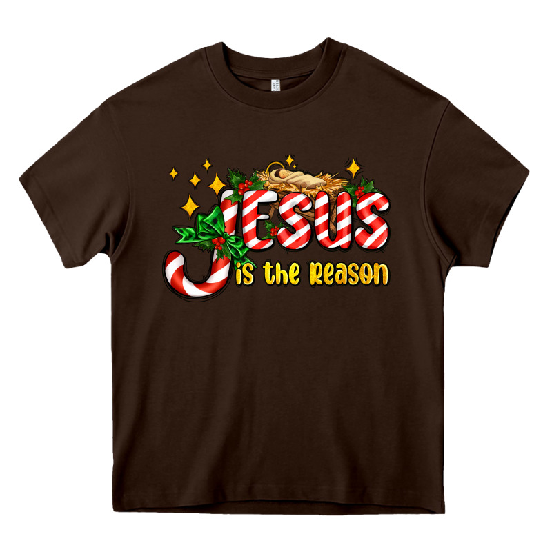 Jesus Is The Reason With Christmas Candy Ado Heavy Core Tee by AdoDesignShop | Teevron