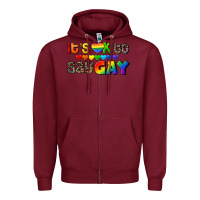 Burgundy It's okay to say Gay pride Zipper Hoodie - CowGirlArtShop