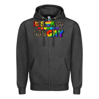 Charcoal Heather It's okay to say Gay pride Zipper Hoodie - CowGirlArtShop