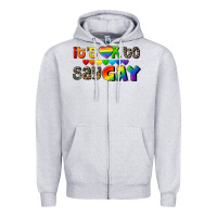Heather Grey It's okay to say Gay pride Zipper Hoodie - CowGirlArtShop