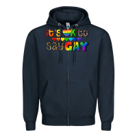 Navy It's okay to say Gay pride Zipper Hoodie - CowGirlArtShop