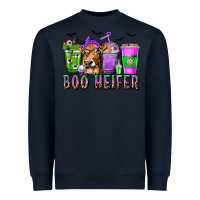 Navy Boo Heifer Coffee Cups with Halloween Heavyweight Sweatshirt - texasbilliewilder