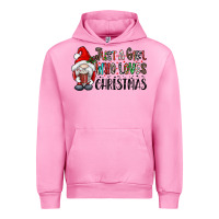 Fuchsia Pink just a girk who loves christmas Urban Hoodie - CowhideDigitalArt