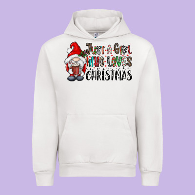 Just A Girk Who Loves Christmas Urban Hoodie Designed By Cowhidedigitalart