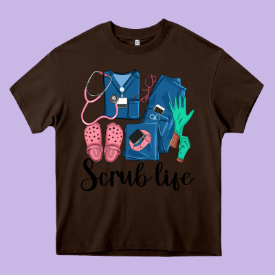 Scrub Life Nurse Heavy Core Tee Designed By Lillyallendesigns