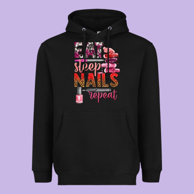 Eat Sleep Nails Repeat Bbs Heavyweight Hoodie Designed By Bundleandbundleshop
