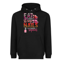 Black eat sleep nails repeat bbs Heavyweight Hoodie - BundleAndBundleShop