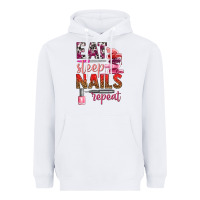 White eat sleep nails repeat bbs Heavyweight Hoodie - BundleAndBundleShop