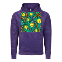 Cloud Purple softball bat with leopard and glitter seamless pattern Vintage Hoodie - BundleAndBundleShop