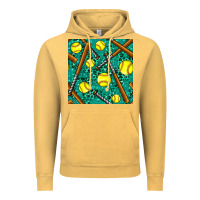 Vintage Mustard softball bat with leopard and glitter seamless pattern Vintage Hoodie - BundleAndBundleShop