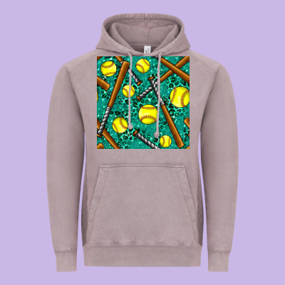 Softball Bat With Leopard And Glitter Seamless Pattern Vintage Hoodie Designed By Bundleandbundleshop