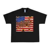Black American flag leopard sunflower Urban Heavy Tee - JahusDesignShop