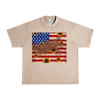 French Oak American flag leopard sunflower Urban Heavy Tee - JahusDesignShop