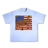 American Flag Leopard Sunflower Urban Heavy Tee | Teevron