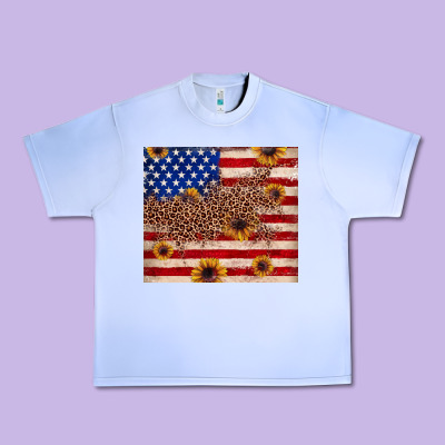 American Flag Leopard Sunflower Urban Heavy Tee Designed By Jahusdesignshop