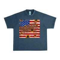 Midnight Navy American flag leopard sunflower Urban Heavy Tee - JahusDesignShop
