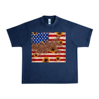 Navy American flag leopard sunflower Urban Heavy Tee - JahusDesignShop