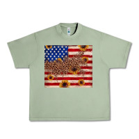 Oil Green American flag leopard sunflower Urban Heavy Tee - JahusDesignShop