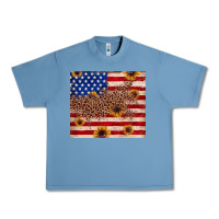 Pebble Blue American flag leopard sunflower Urban Heavy Tee - JahusDesignShop