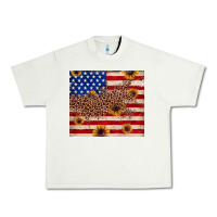 Pistachio American flag leopard sunflower Urban Heavy Tee - JahusDesignShop