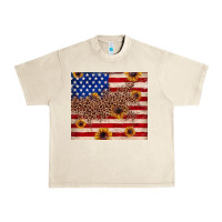Sandshell American flag leopard sunflower Urban Heavy Tee - JahusDesignShop
