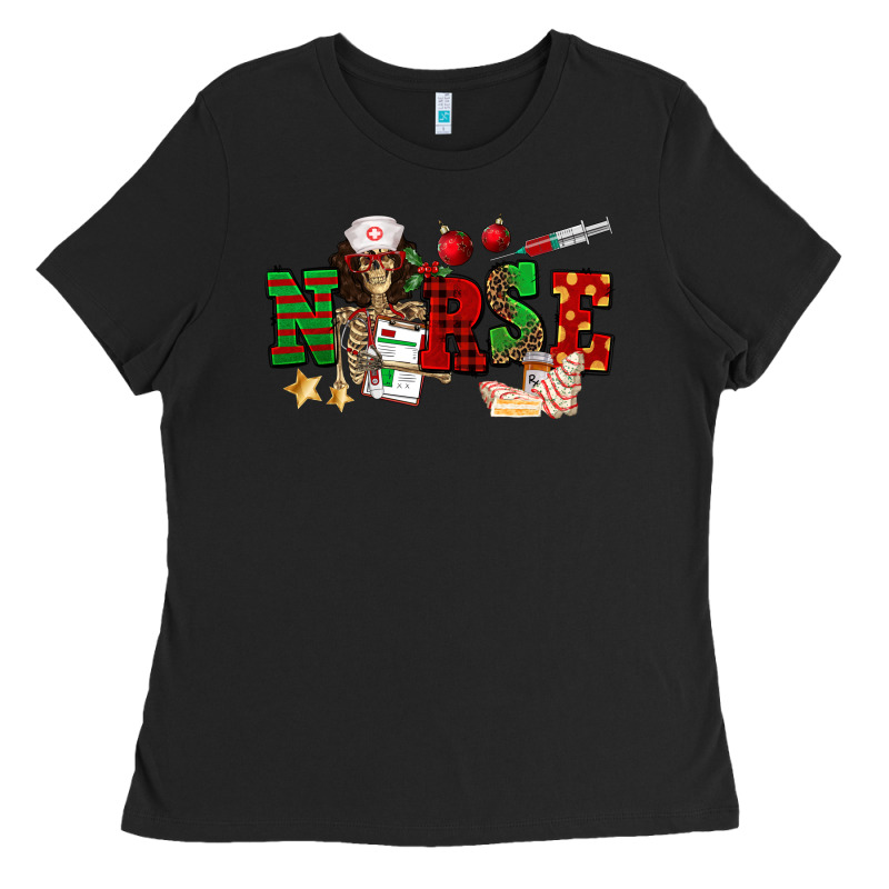 Christmas Nurse Ladies Tee by NancyCooperArtShop | Teevron