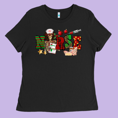 Christmas Nurse Ladies Tee Designed By Nancycooperartshop