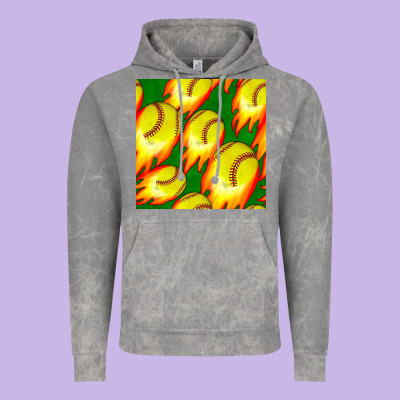 Softball Fire Ball Seamless Pattern Vintage Hoodie Designed By Bundleandbundleshop