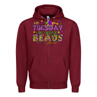 Burgundy On Tuesday we wear beads Zipper Hoodie - HowdyJamesFarm