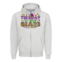 Dove Grey On Tuesday we wear beads Zipper Hoodie - HowdyJamesFarm