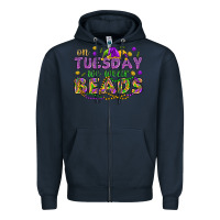 Navy On Tuesday we wear beads Zipper Hoodie - HowdyJamesFarm