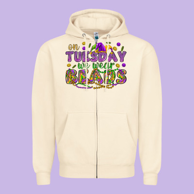 On Tuesday We Wear Beads Zipper Hoodie Designed By Howdyjamesfarm